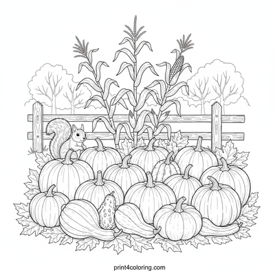 Bountiful Autumn Harvest Display - free printable coloring page
