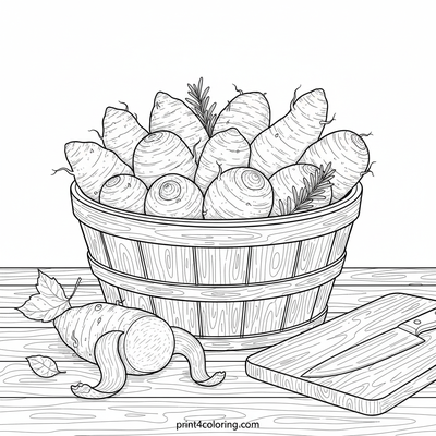 Rustic Autumn Harvest Still Life - free printable coloring page