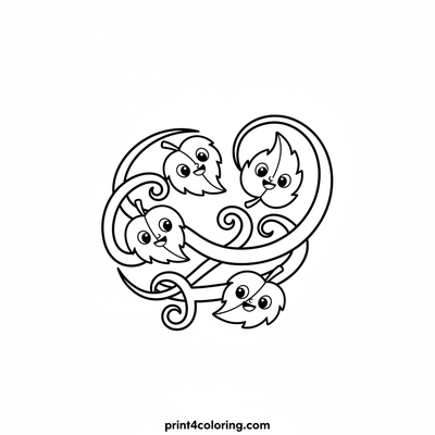 Whimsical Wind's Autumn Leaf Dance - free printable coloring page