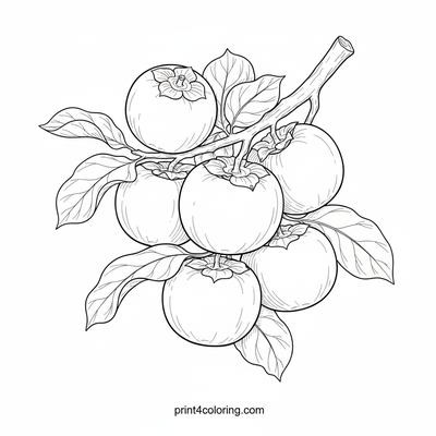 Autumn's Golden Bounty: Ripe Persimmons - free printable coloring page
