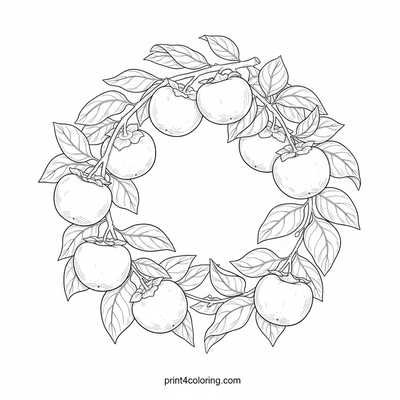 Ripe Persimmon Branch Delight - free printable coloring page