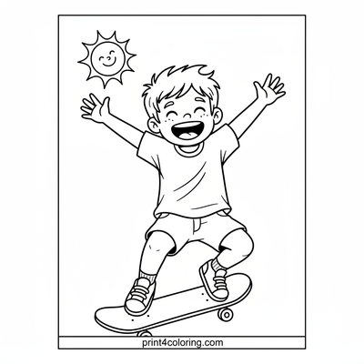 Skateboard Superstar Leap - free printable coloring page