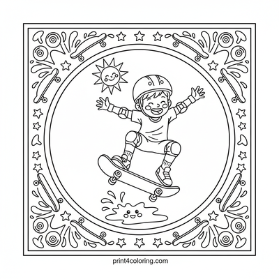 High-Flying Skateboard Adventure - free printable coloring page