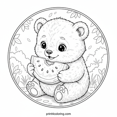 Baby Bear's Watermelon Delight - free printable coloring page