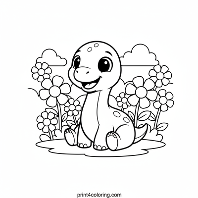 Smiling Baby Brachiosaurus in the Giggle Garden