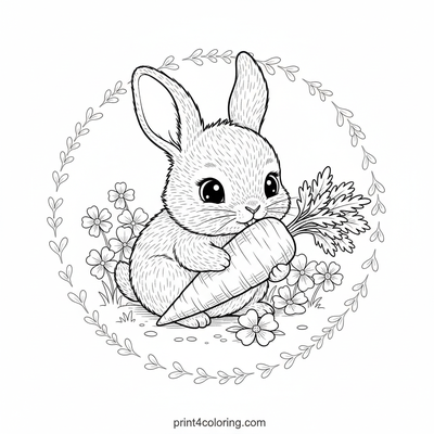 Baby Bunny's First Delicious Carrot - free printable coloring page