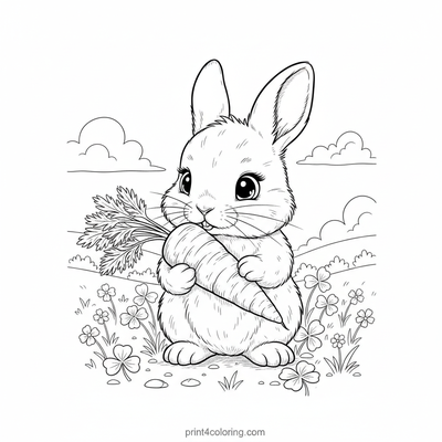 Baby Bunny's First Delicious Carrot - free printable coloring page
