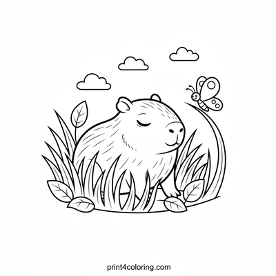 Sweet Dreams, Little Capybara! - free printable coloring page