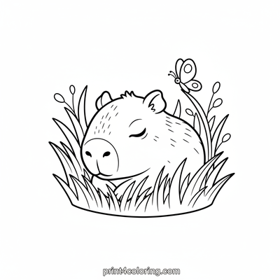 Sweet Dreams, Little Capybara - free printable coloring page