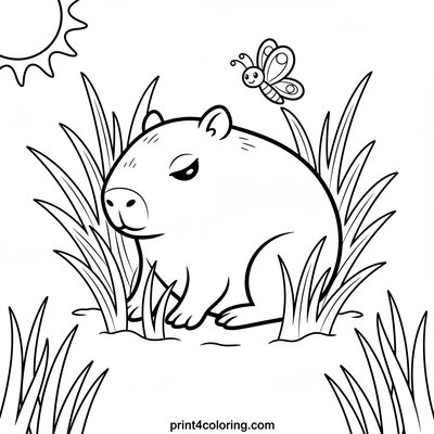 Sweet Dreams Little Capybara - free printable coloring page