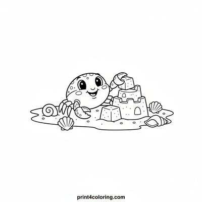 Baby Crab's First Sandcastle Adventure - free printable coloring page