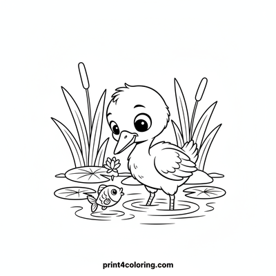 Little Crane's First Catch - free printable coloring page