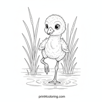 Wobbly Wonders: Baby Flamingo's First Steps - free printable coloring page