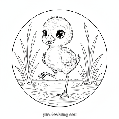 Wobbly Wonders: Baby Flamingo's First Steps - free printable coloring page