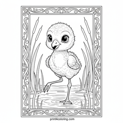 Wobbly Wonders: Baby Flamingo's First Steps - free printable coloring page