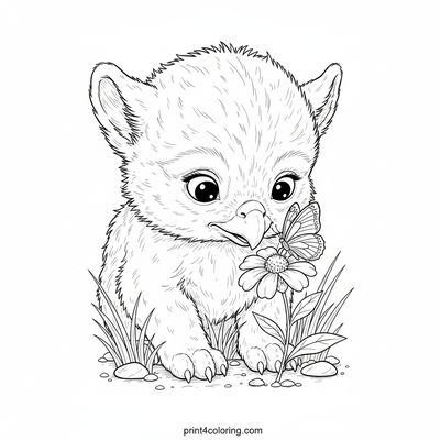 Baby Griffin's Gentle Encounter - free printable coloring page