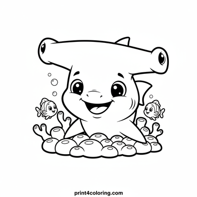 Curious Baby Hammerhead's First Swim - free printable coloring page
