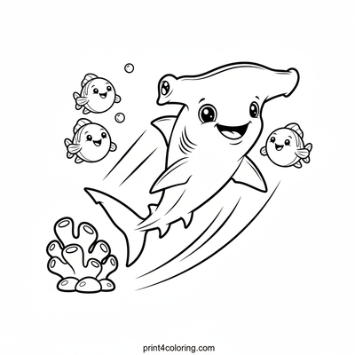 Baby Hammerhead's Curious First Swim - free printable coloring page