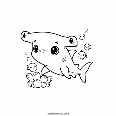 Curious Baby Hammerhead's Coral Quest - free printable coloring page