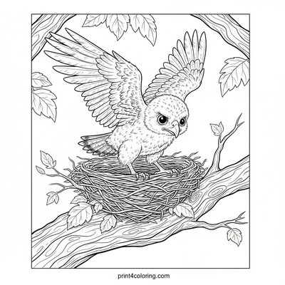 Curious Nestling's First Peek - free printable coloring page