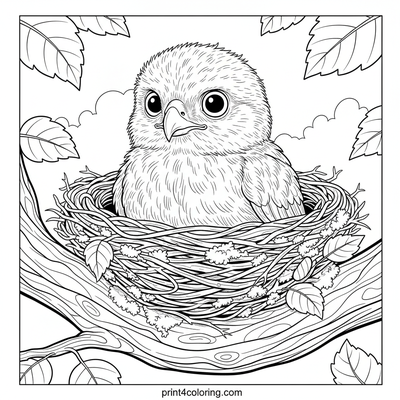 Fluffy Hawklet's Big World Debut - free printable coloring page