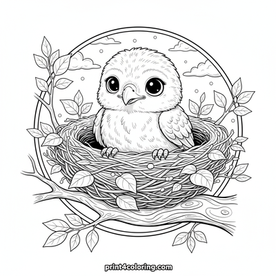 Curious Hawklet's Cozy Nest - free printable coloring page