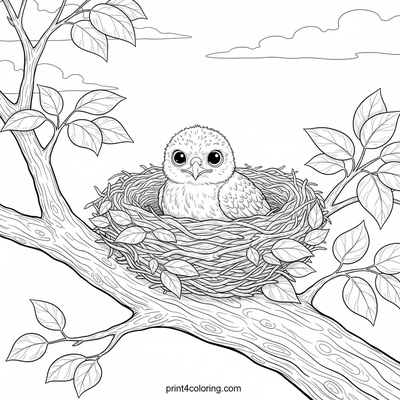 Curious Hatchling's First Glimpse - free printable coloring page