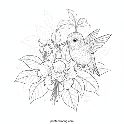 Baby Hummingbird's First Nectar Sip - free printable coloring page