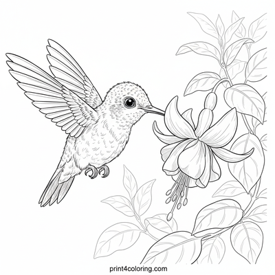 Tiny Treasure: Baby Hummingbird's First Nectar - free printable coloring page