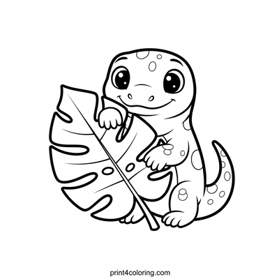 Curious Komodo's Leafy Peek-a-Boo - free printable coloring page