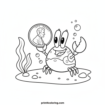 Baby Krabs' First Shiny Penny - free printable coloring page