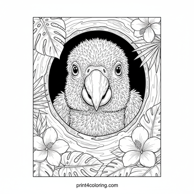 Curious Macaw Chick's First Look - free printable coloring page