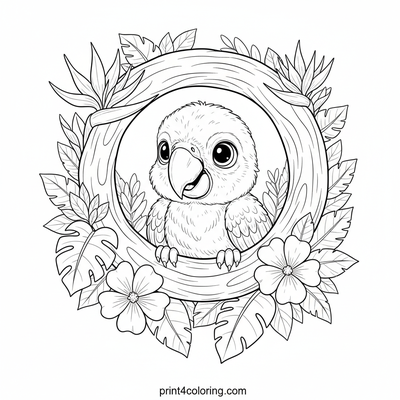 Baby Macaw's Jungle Debut - free printable coloring page