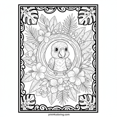 Baby Macaw's Jungle Debut - free printable coloring page