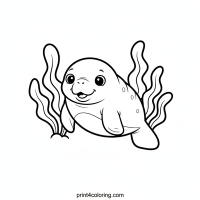 Happy Baby Manatee's Underwater Playtime - free printable coloring page