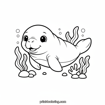 Happy Baby Manatee's Underwater Smile