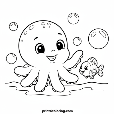 Baby Ollie's First Ocean Friend - free printable coloring page