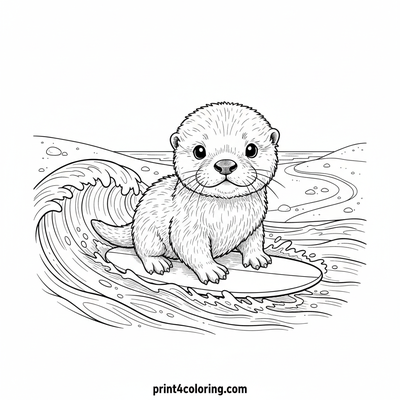 Baby Otter's First Wave Adventure - free printable coloring page
