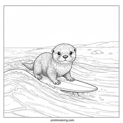 Baby Otter's First Surf Adventure - free printable coloring page