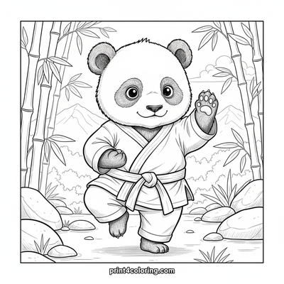 Baby Panda's Zen Balance - free printable coloring page