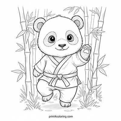 Zen Panda's Bamboo Balance - free printable coloring page