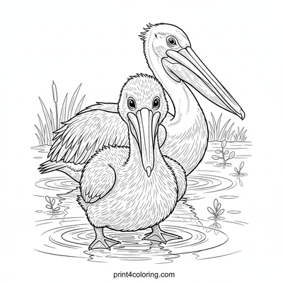 Fluffy First Dip: Baby Pelican's Swim Lesson - free printable coloring page