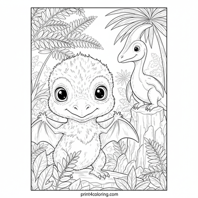 Pterodactyl's First Flight Lesson: A Big Adventure - free printable coloring page