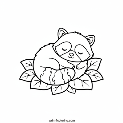Sweet Dreams, Baby Raccoon - free printable coloring page