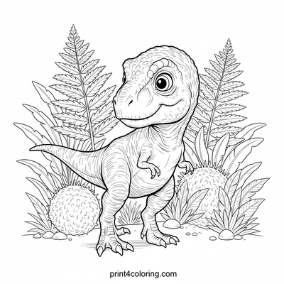 Tiny T-Rex Takes Its First Steps - free printable coloring page