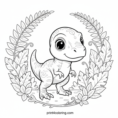 Baby Rex's Wobbly World Exploration - free printable coloring page