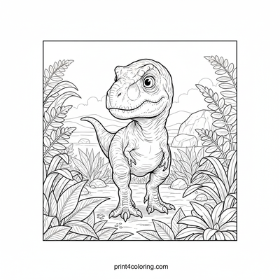 Baby Rex's Big Adventure: First Steps! - free printable coloring page