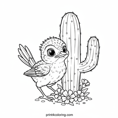 Desert Discovery: Baby Roadrunner's First Peek - free printable coloring page