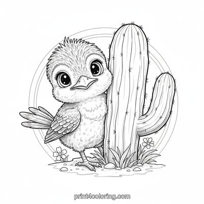 Baby Roadrunner's Desert Discovery - free printable coloring page
