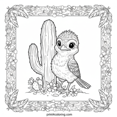 Curious Chick's Desert Debut: Baby Roadrunner's First Look - free printable coloring page